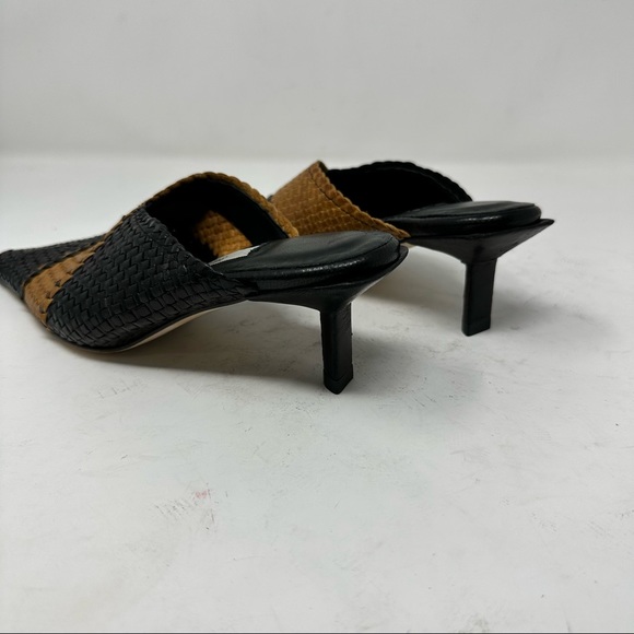 Mista London Woven Leather Pointed Toe Mules Slides Kitten Heel 35 - Picture 5 of 9